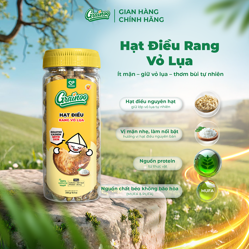 Hạt điều rang vỏ lụa 260g
